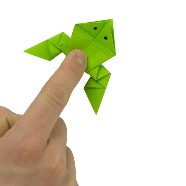Hüpfenden Origami Frosch falten » Anleitung Papierfrosch basteln + Video